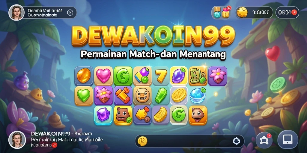 Tampilan gameplay seru dalam DEWAKOIN99 dengan tantangan Match-3.