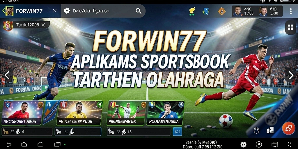 Screenshot utama menunjukkan tampilan antarmuka permainan Sportsbook yang intuitif.