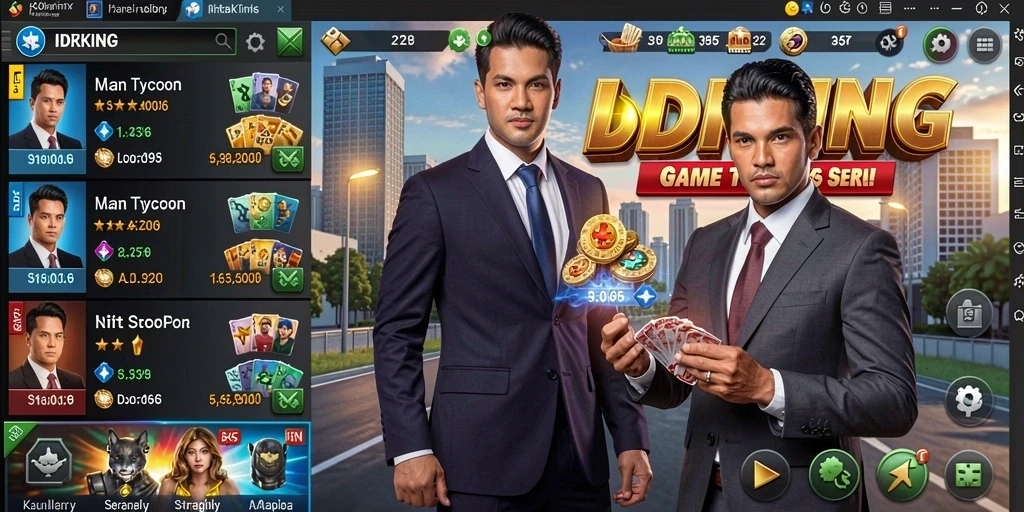 Screenshot gameplay IDRKING menampilkan strategi bisnis yang mendebarkan.