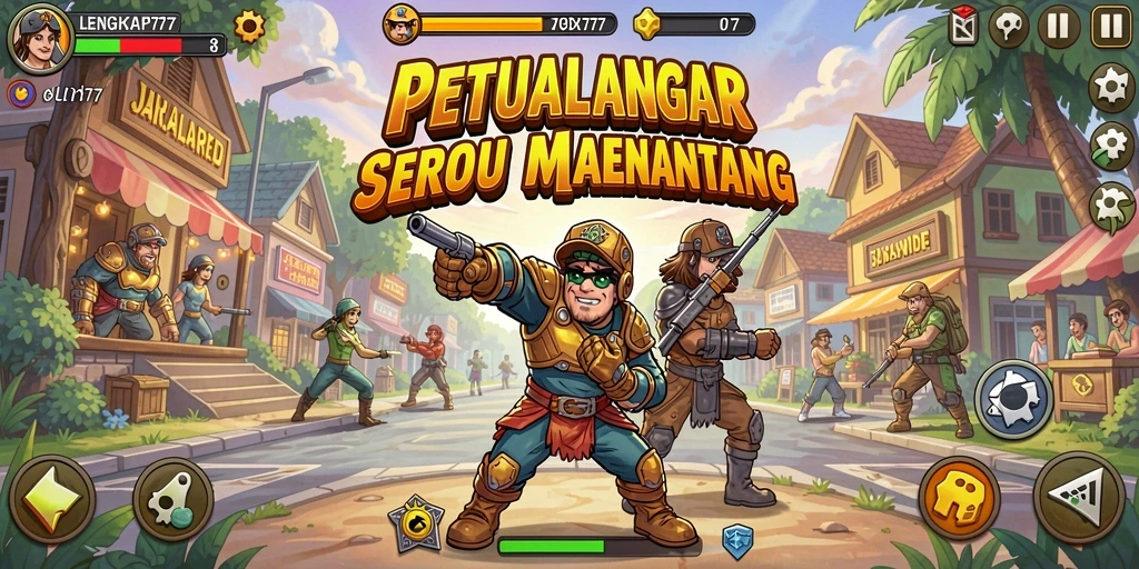 Gameplay seru LENGKAP777 dengan berbagai tantangan Arcade.