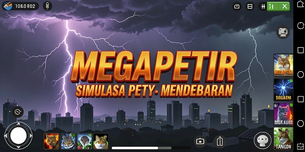 Tampilan gameplay MEGAPETIR yang menampilkan petir yang mendebarkan.