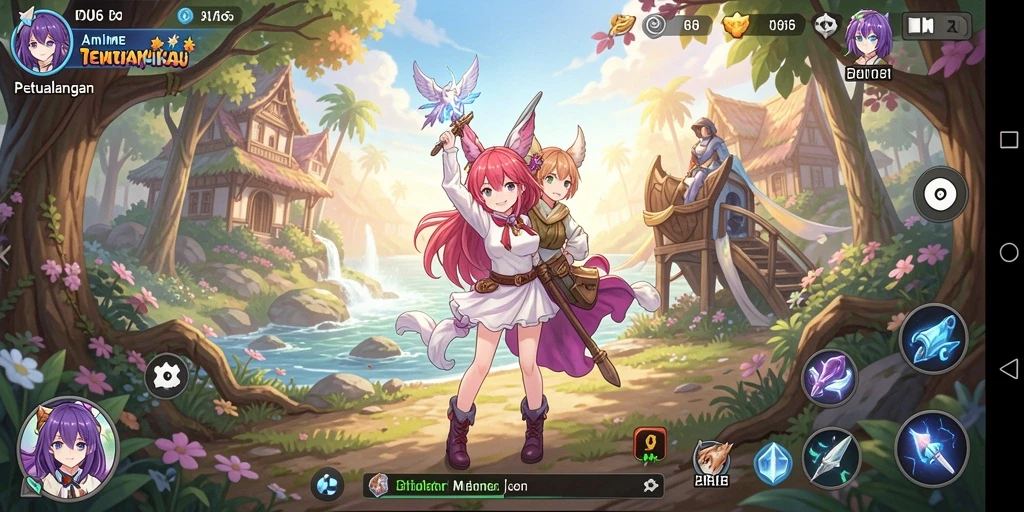 Tampilan utama gameplay N06 yang vibrant dan dinamis.