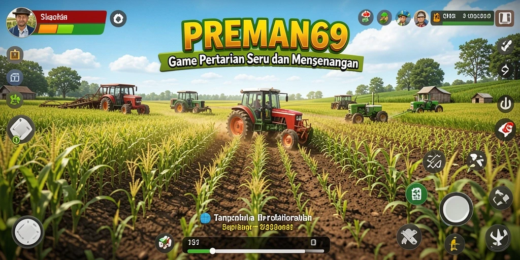 Tampilan gameplay menarik dari PREMAN69 yang menunjukkan aktivitas bertani.