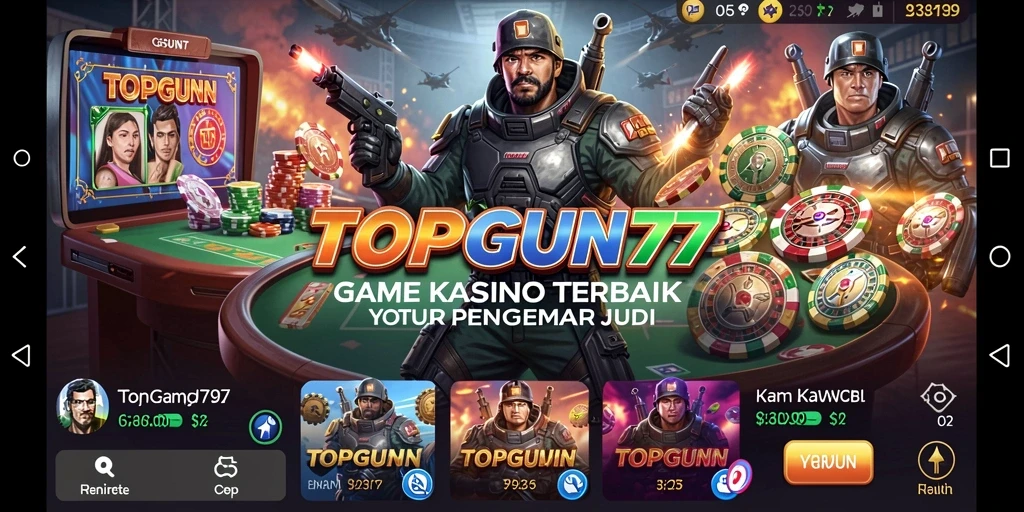 Tampilan utama gameplay Kasino di TOPGUN77 yang memukau.